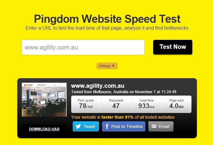 website speed test